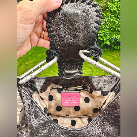 Emanuel Ungaro- Black and Brown Metallic Evening Bag with Rhinestone Details. - Picture 5 of 13